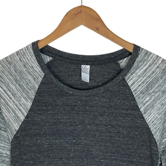 LS146 Men’s Alternative Earth 3/4 Sleeve Triblend Baseball Style Shirt L - Picture 2 of 4